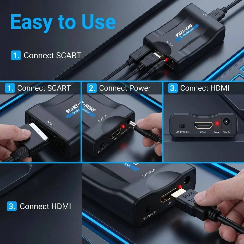 Converter Adapter with USB Cab - Scart To Hdmi recension och pris